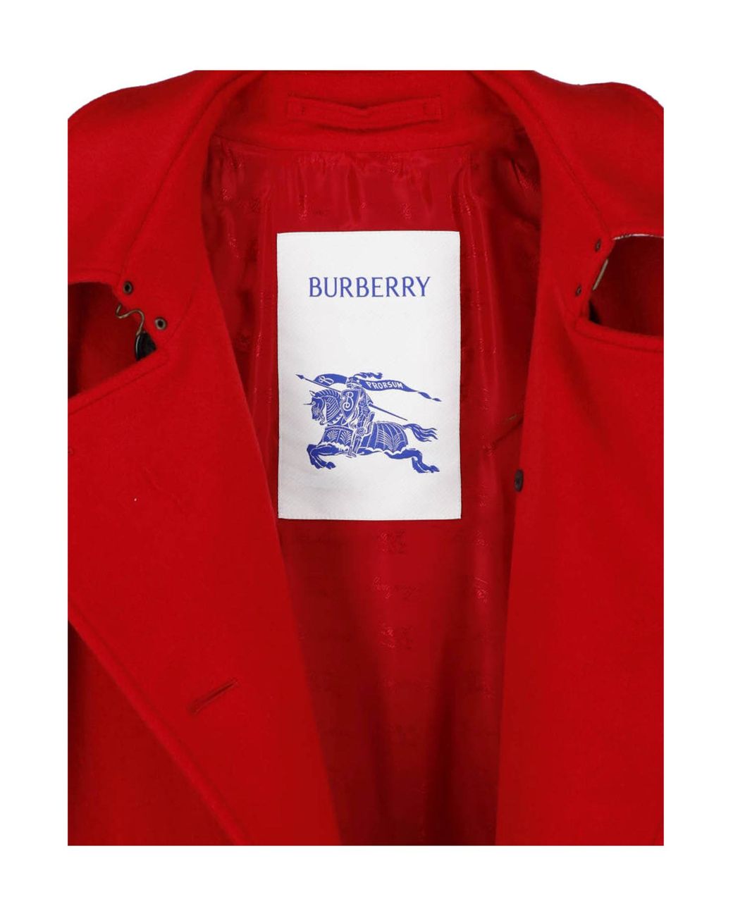 Burberry Red Double Breasted Belted Trench Coat