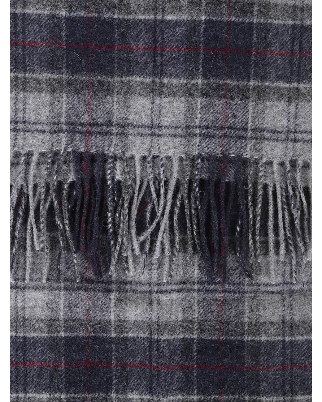 Barbour Blue Checked Tassel Scarf for men