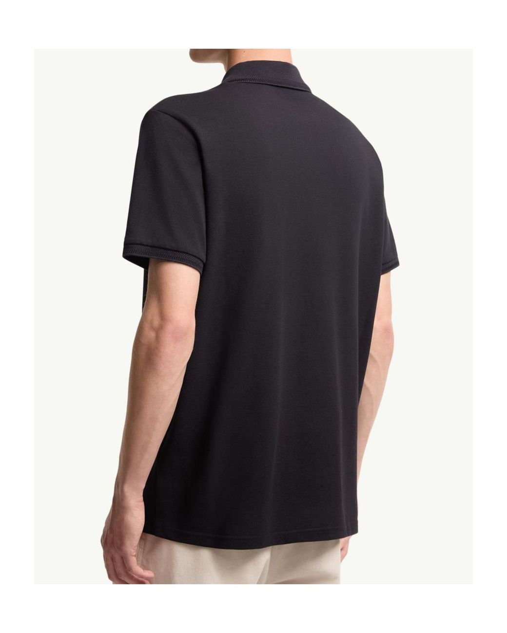 Moncler Blue Logo Patch Short-Sleeved Polo Shirt for men