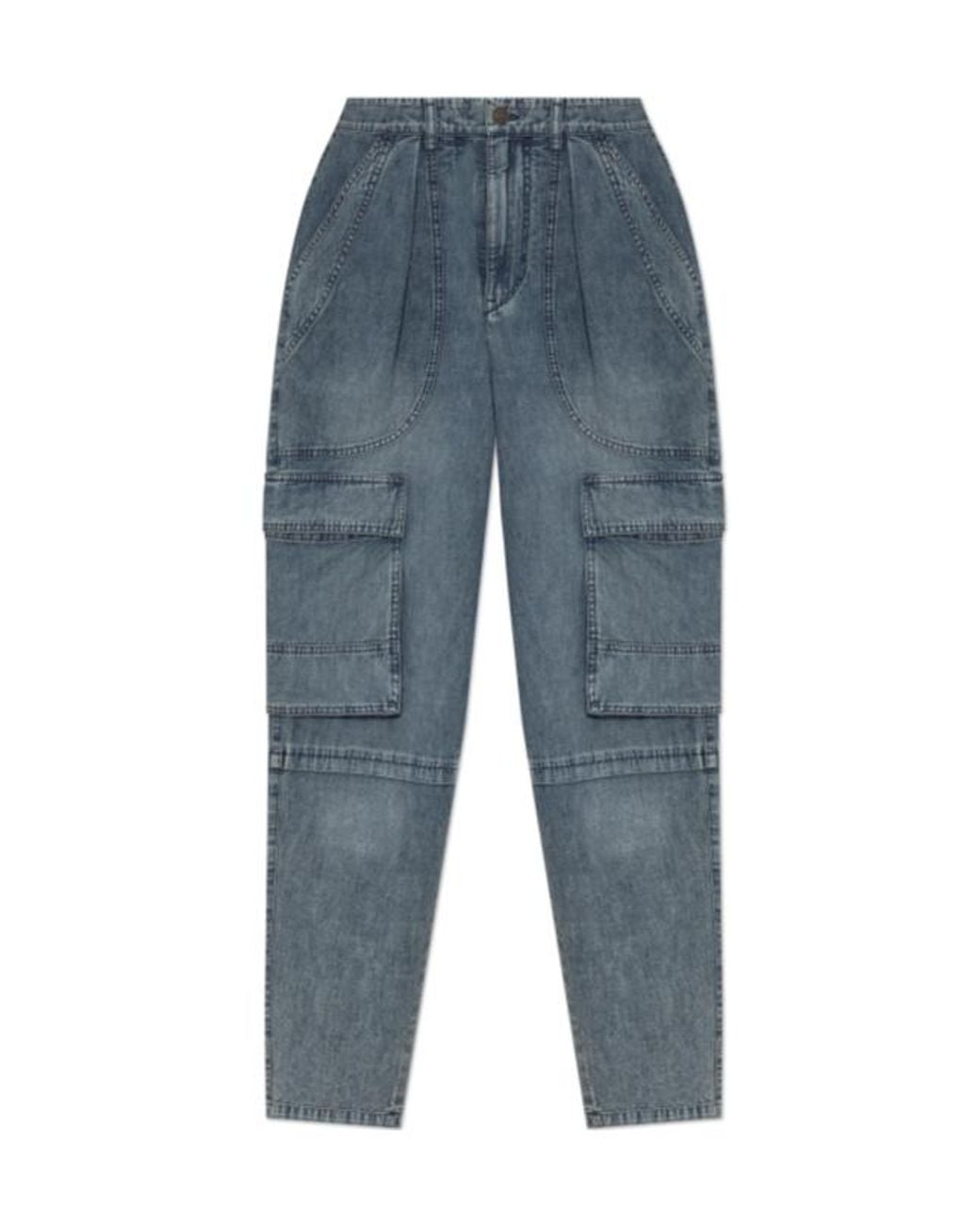 Isabel Marant Blue Isabel Marant Étoile Logo-Patch Denim Cargo Jeans