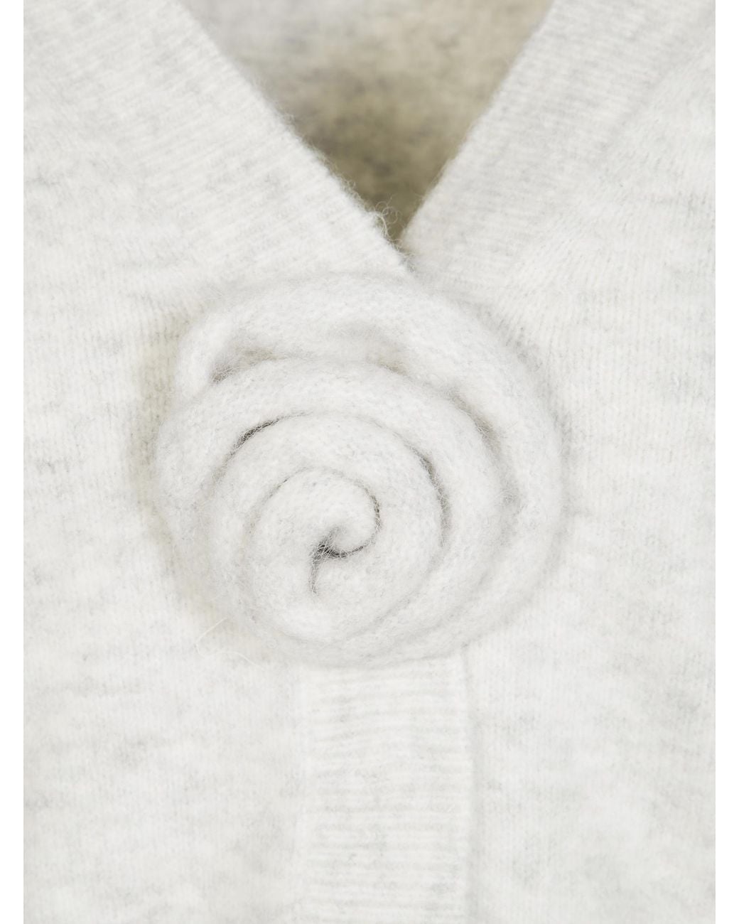 ROTATE BIRGER CHRISTENSEN Gray Puff-Sleeve Rose-Embellished Cardigan