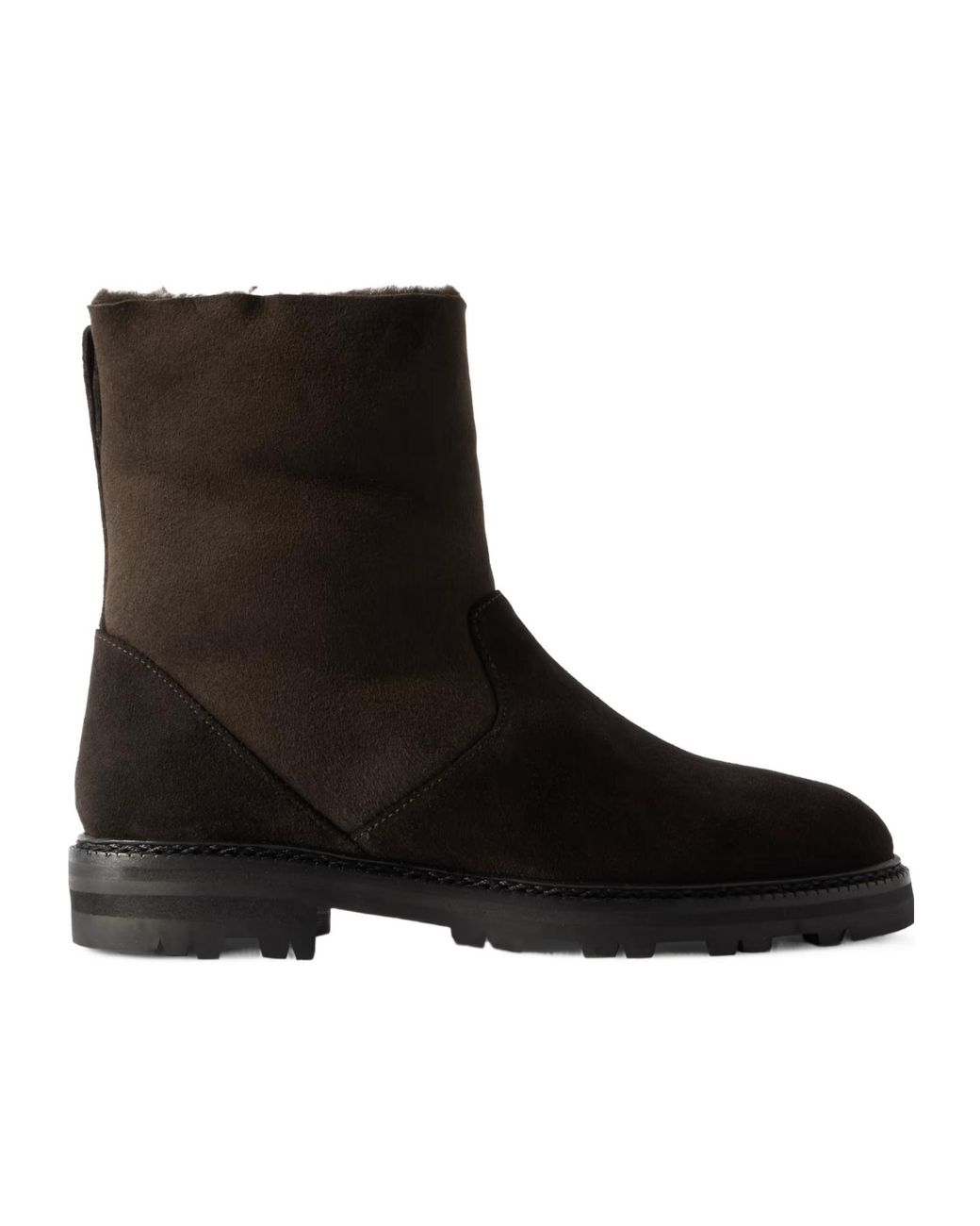 Manolo Blahnik Black Shearling-Lined Suede Ankle Boots