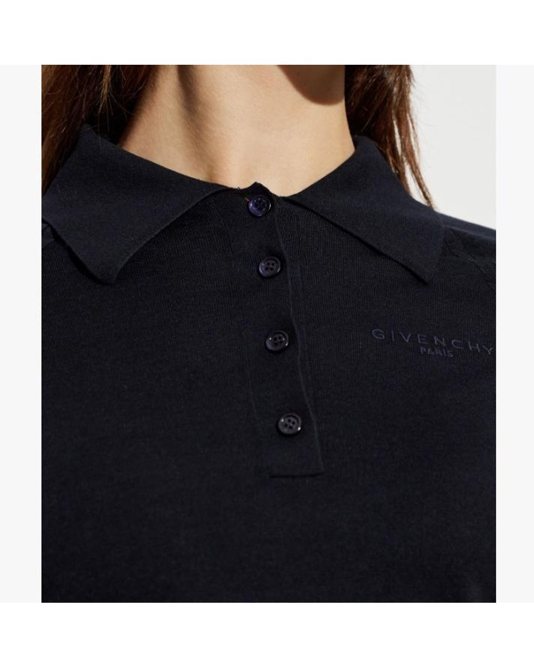 Givenchy Blue Fitted Long-Sleeve Polo Top