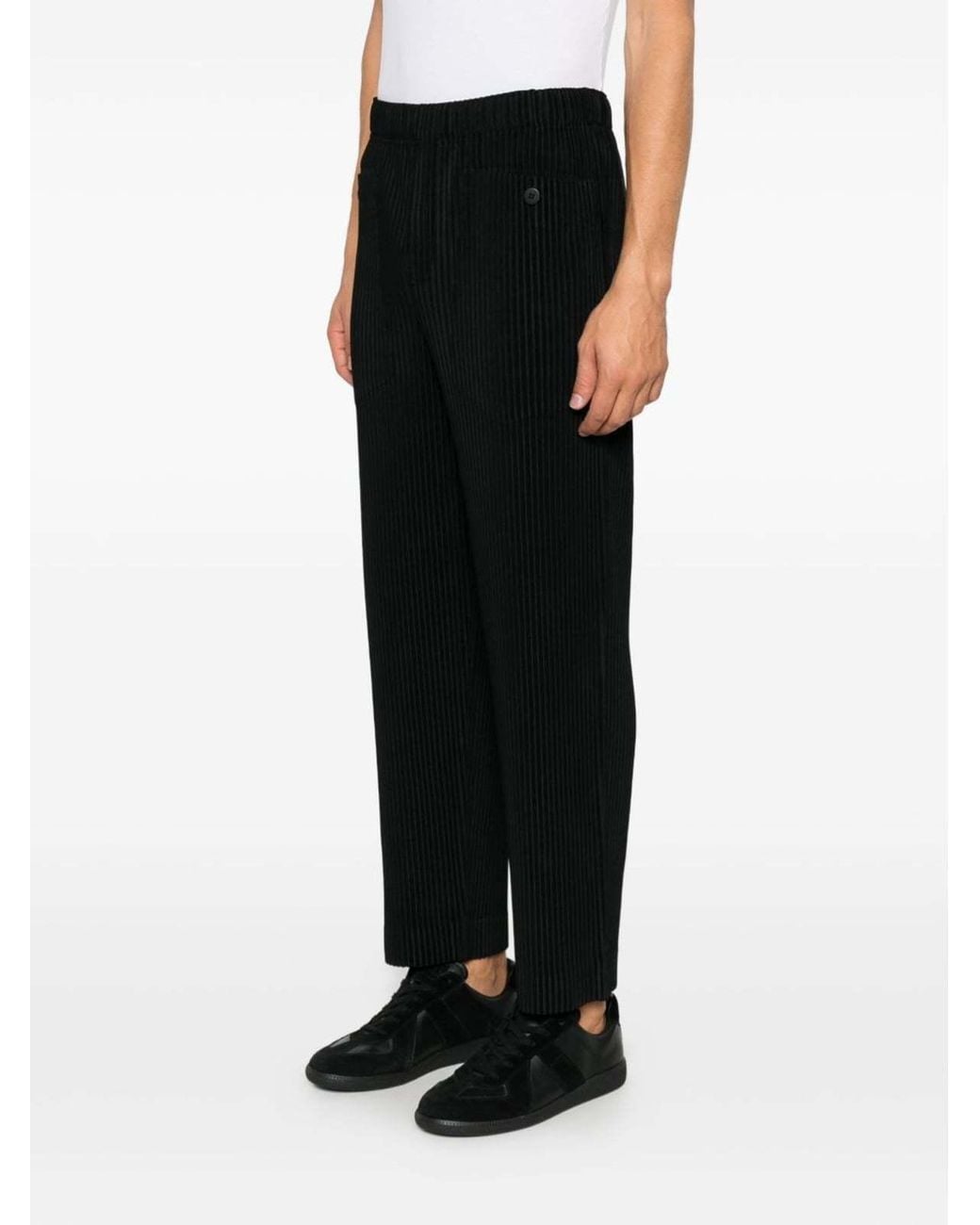 Homme Plissé Issey Miyake Black Pleated Casual Trousers for men