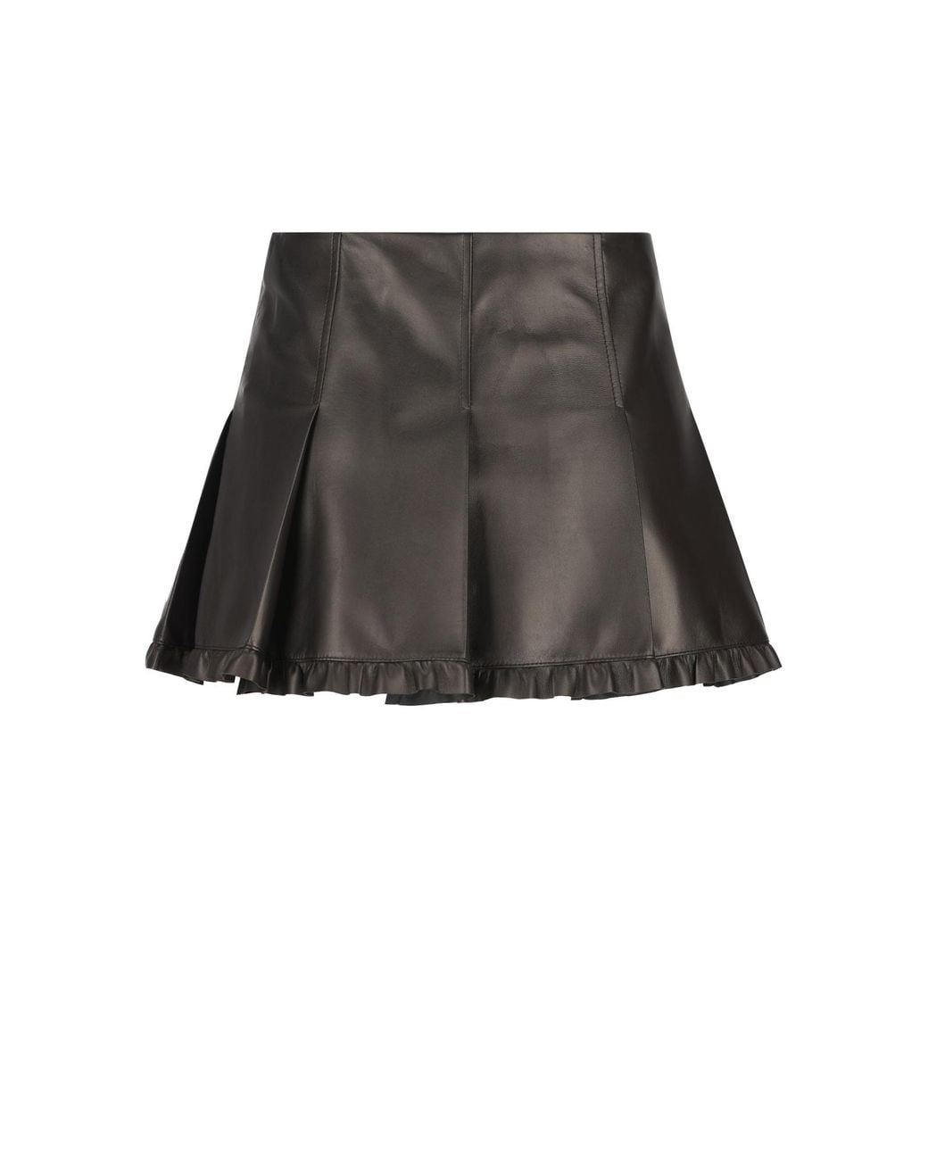 Miu Miu Gray Pleated Nappa Leather Skirt
