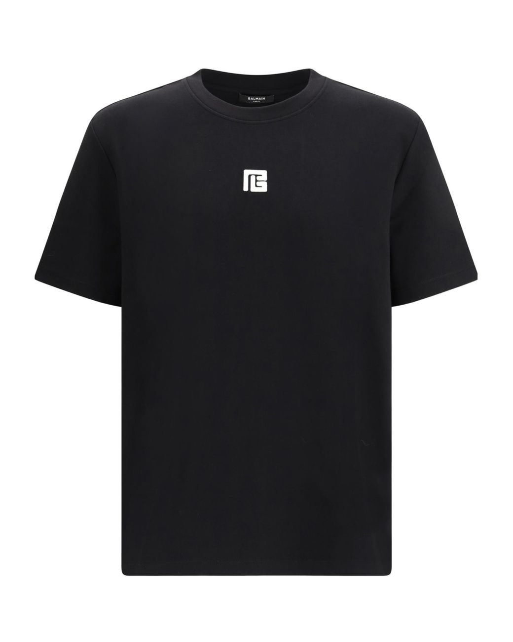 Balmain Black Logo Embroidered Crewneck T-Shirt for men