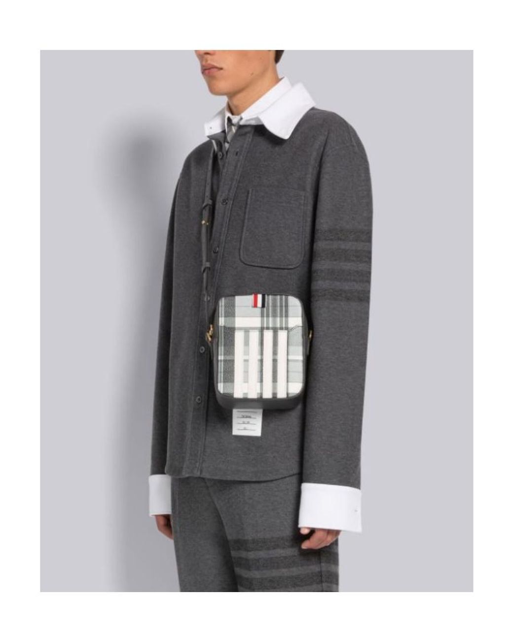 Thom Browne Multicolor Checkered Zipped Messenger Bag for men