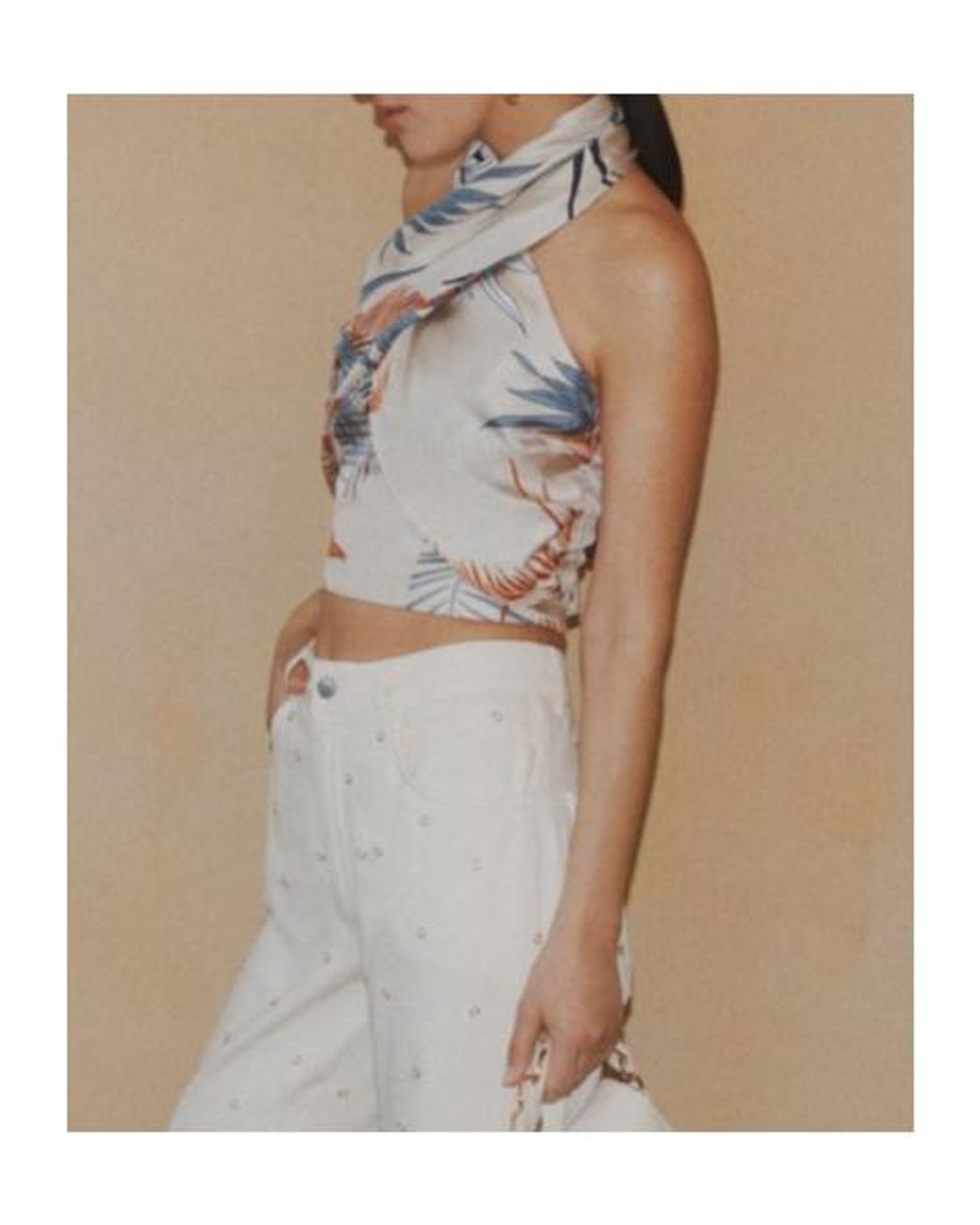 Marella White Crossover Cropped Top