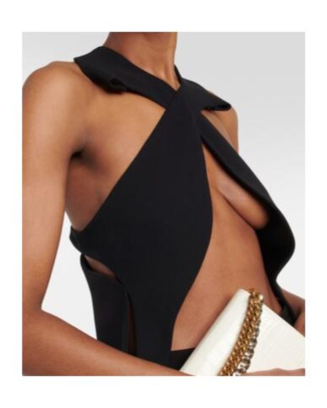 Maticevski Black Cross Leaf Halterneck Cutout Top