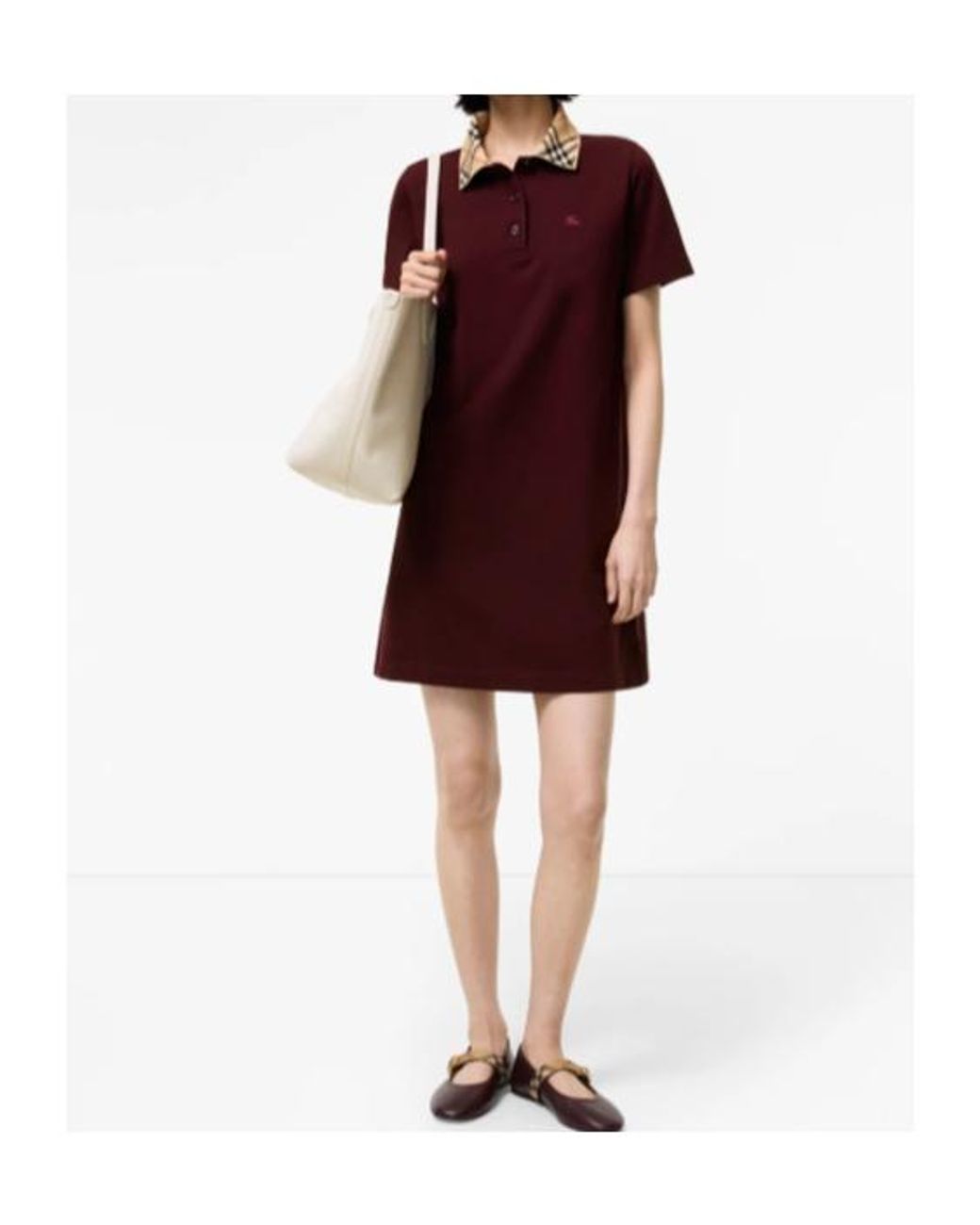 Burberry Red Check Collar Polo Shirt Dress