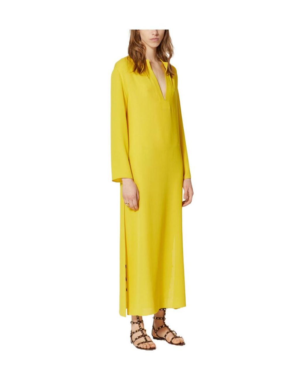 Valentino Yellow Slit-Detail Dress