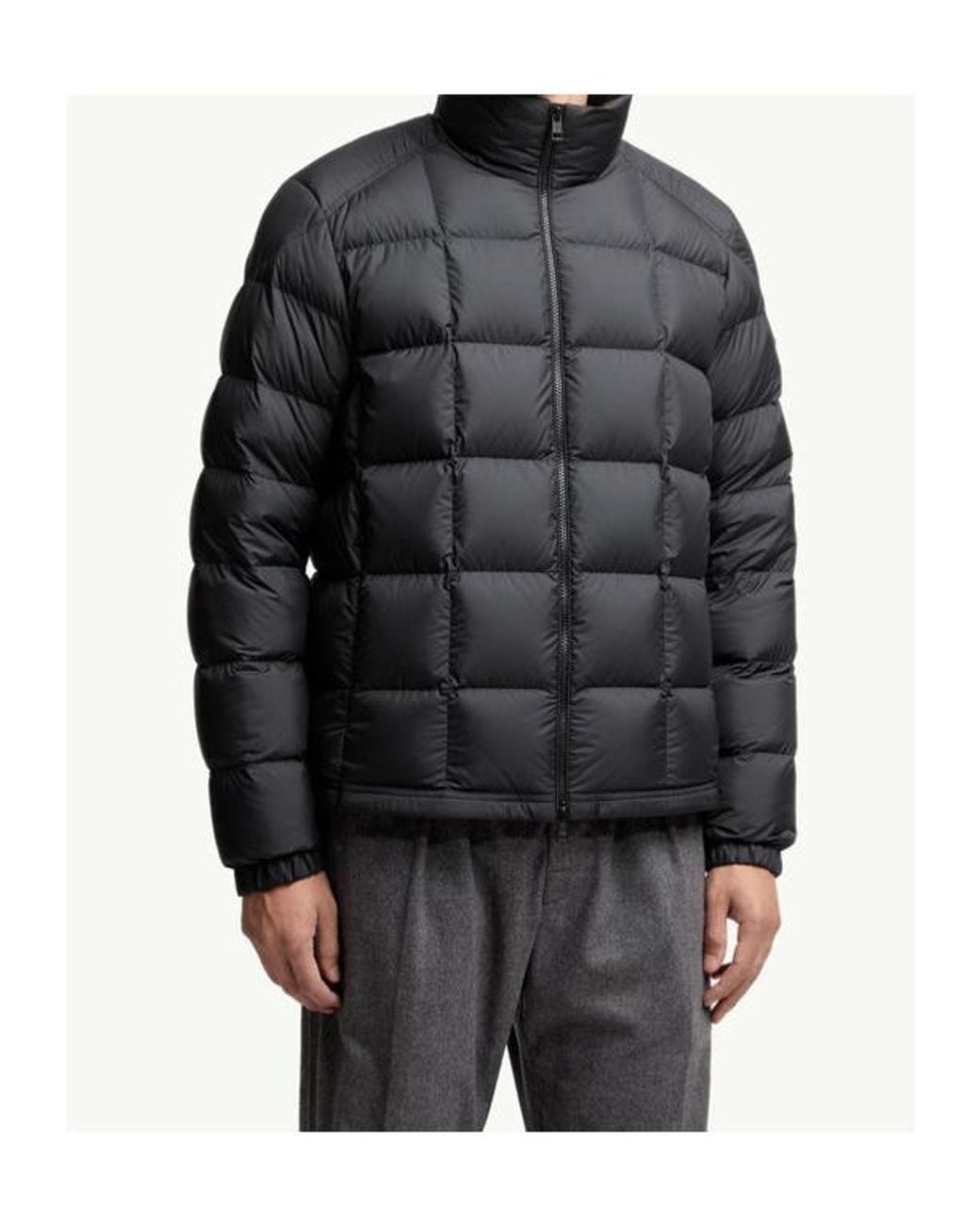 Moncler Blue Eglise Square-Quilted Hooded Short Down Jacket for men