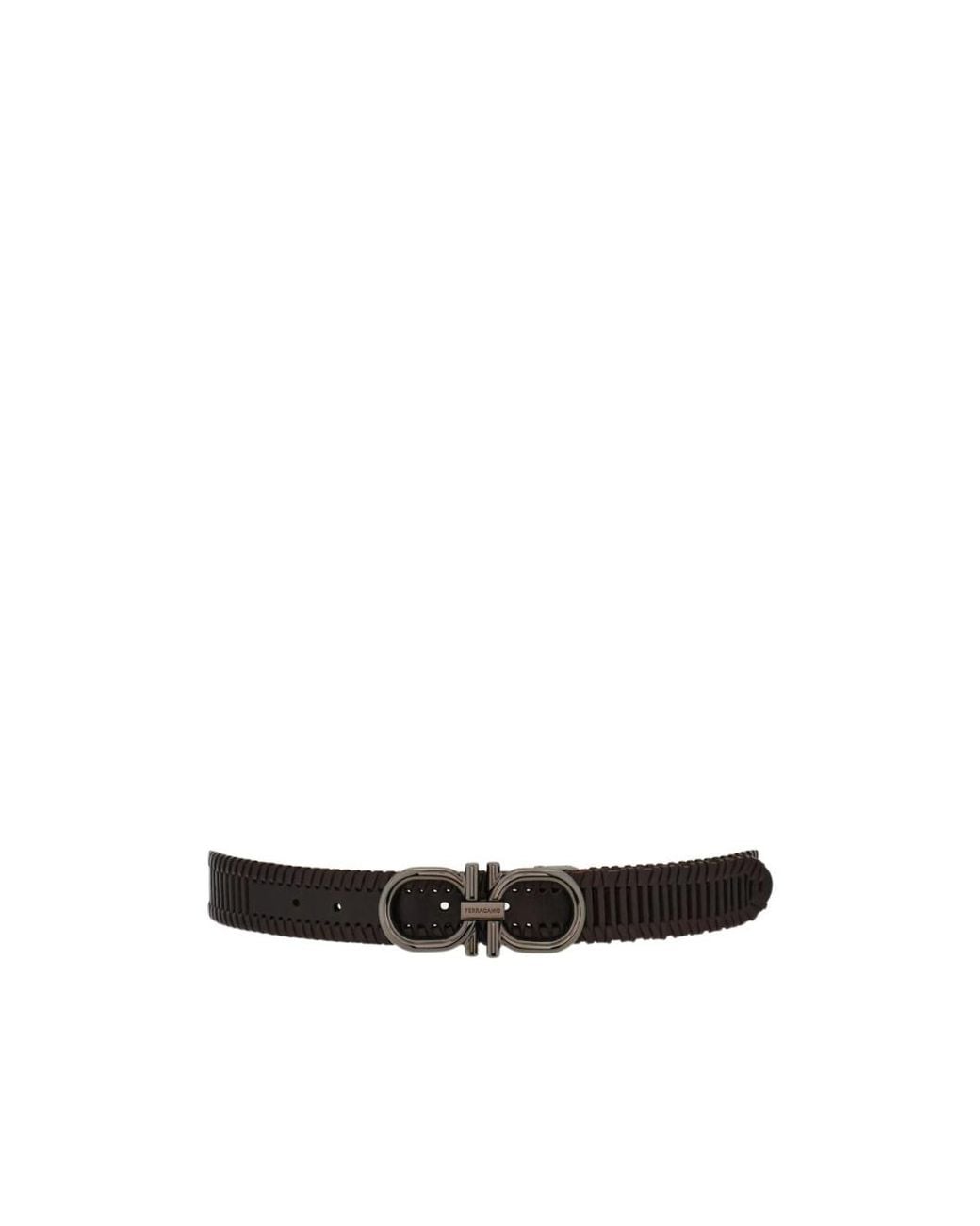 Ferragamo White Ferragamo Eyewear Woven Gancini Belt for men