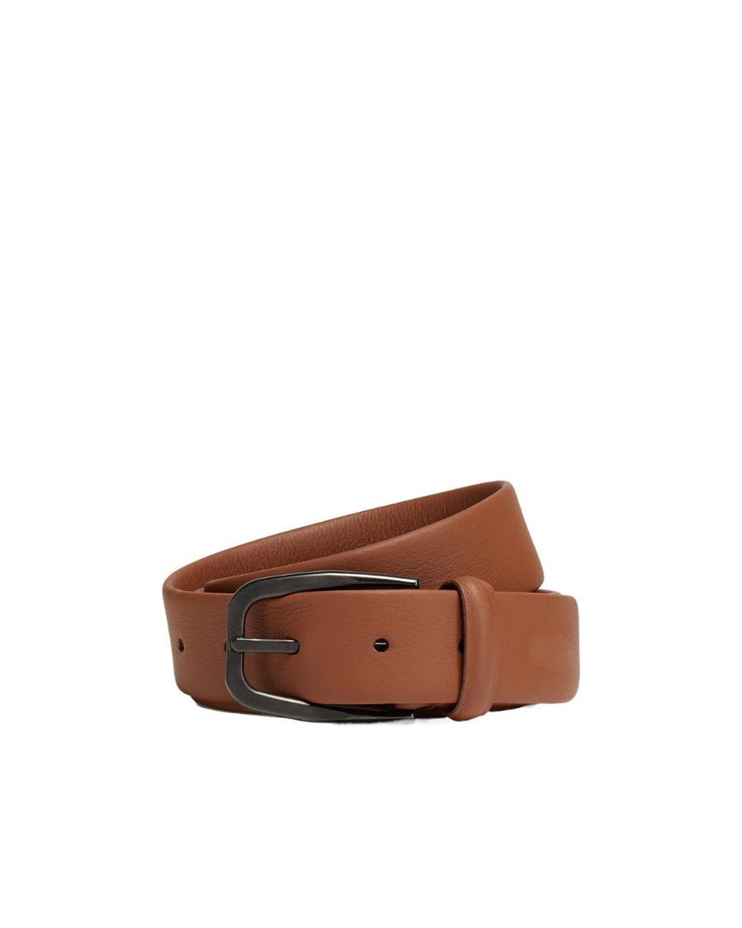 Zegna Brown Leather Buckle Belt for men