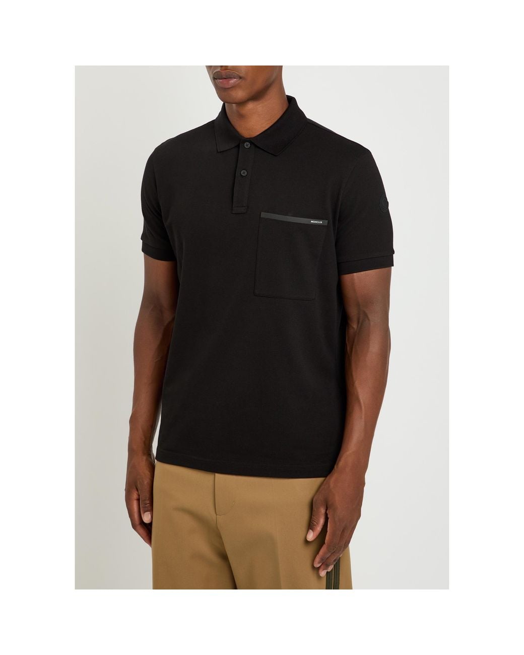 Moncler Black Short-Sleeved Polo Shirt for men