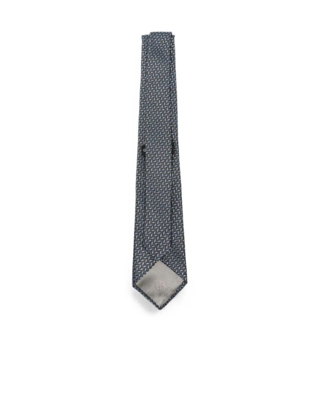 Giorgio Armani White Chevron-Patterned Silk Tie for men