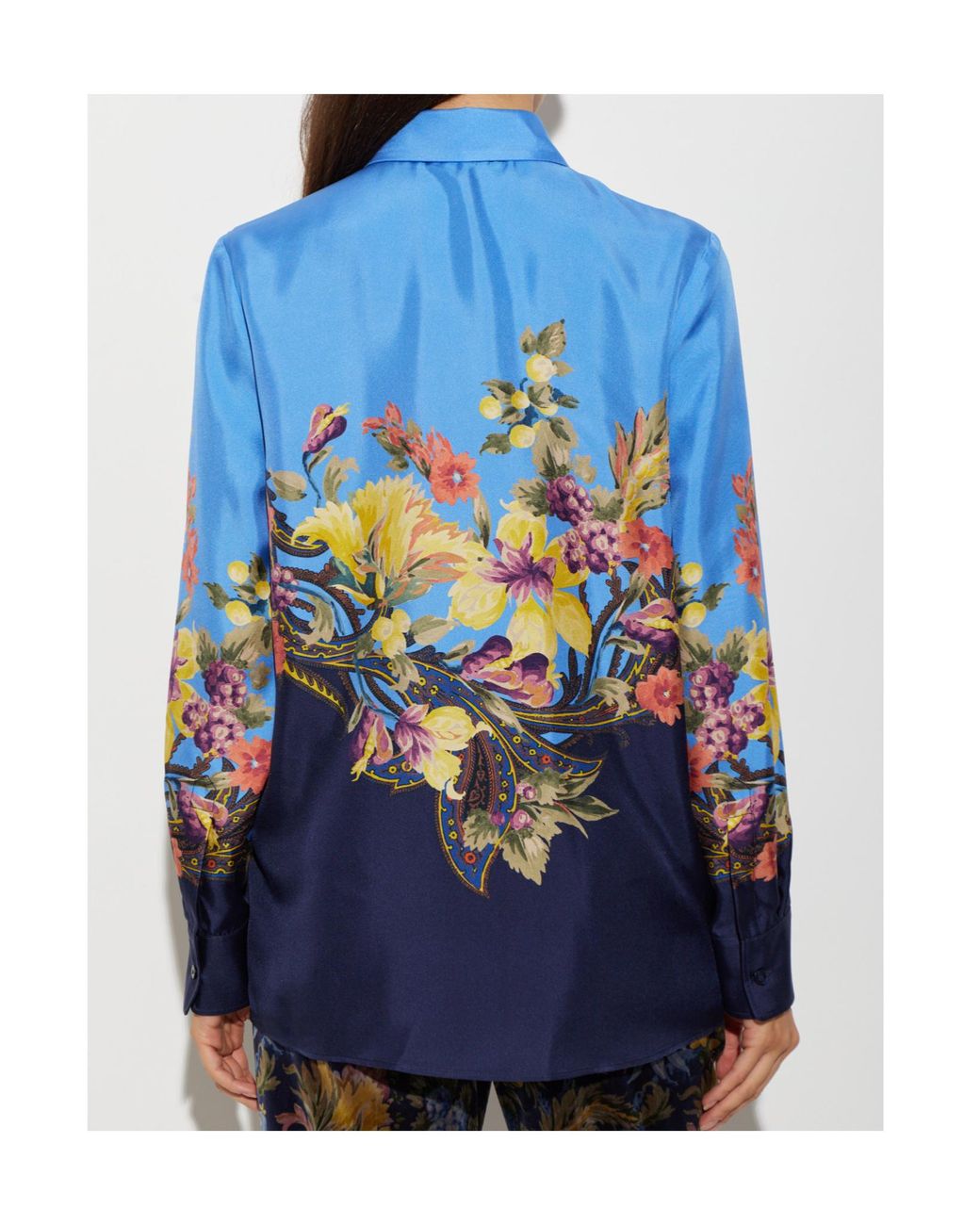 Etro Blue Floral Print Shirt Tops