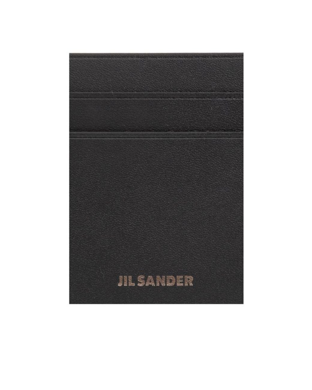 Jil Sander Black Logo Embossed Card Holder