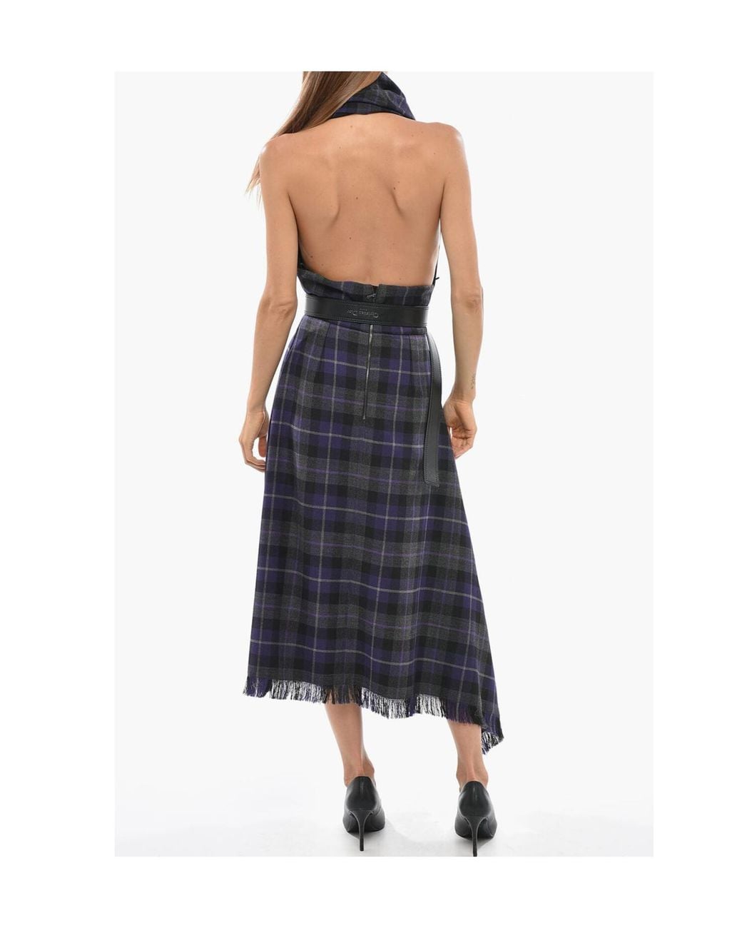 Dior Blue Christian Mid-Length Belted Dress