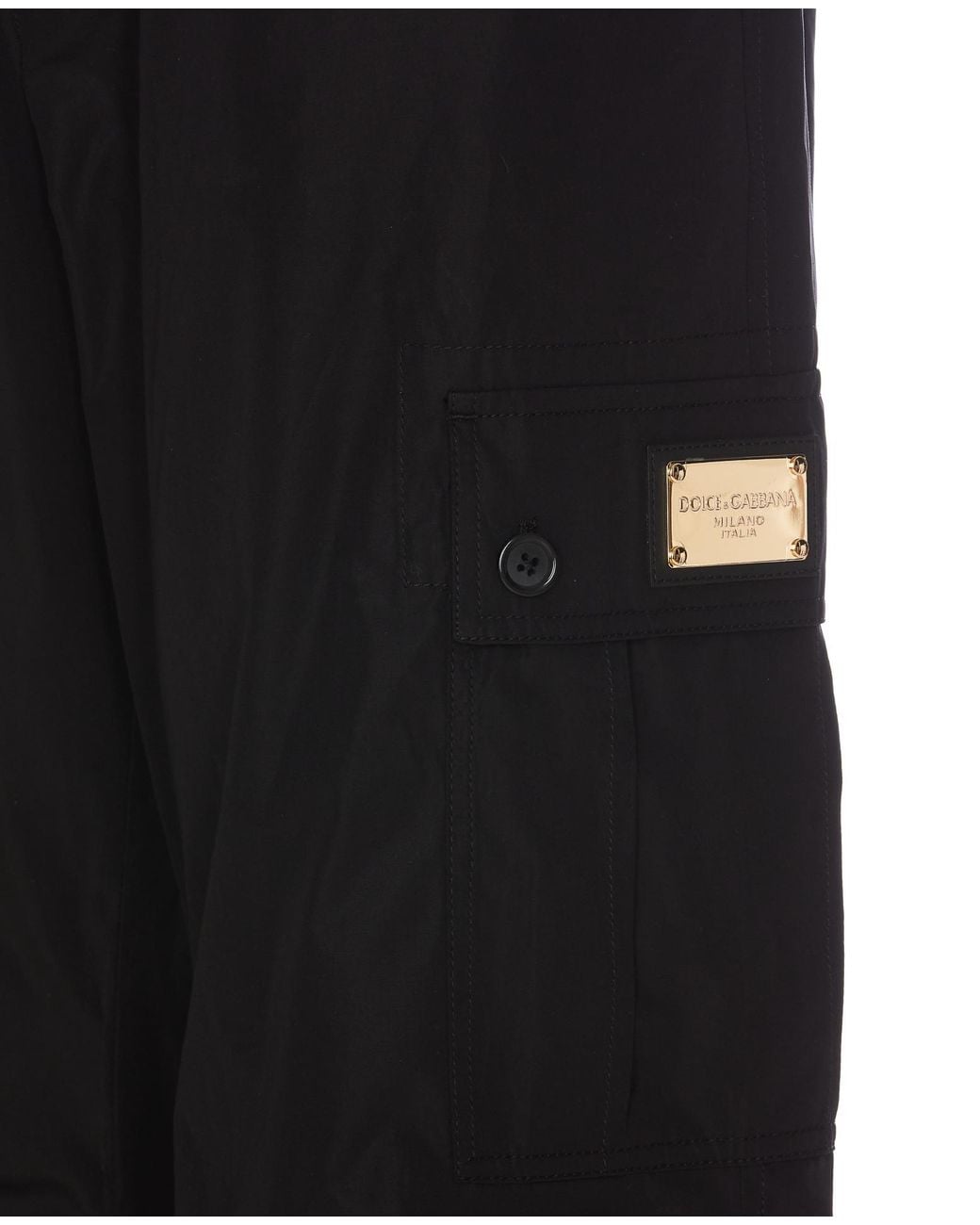 Dolce & Gabbana Black Logo Plaque Cargo Pants for men