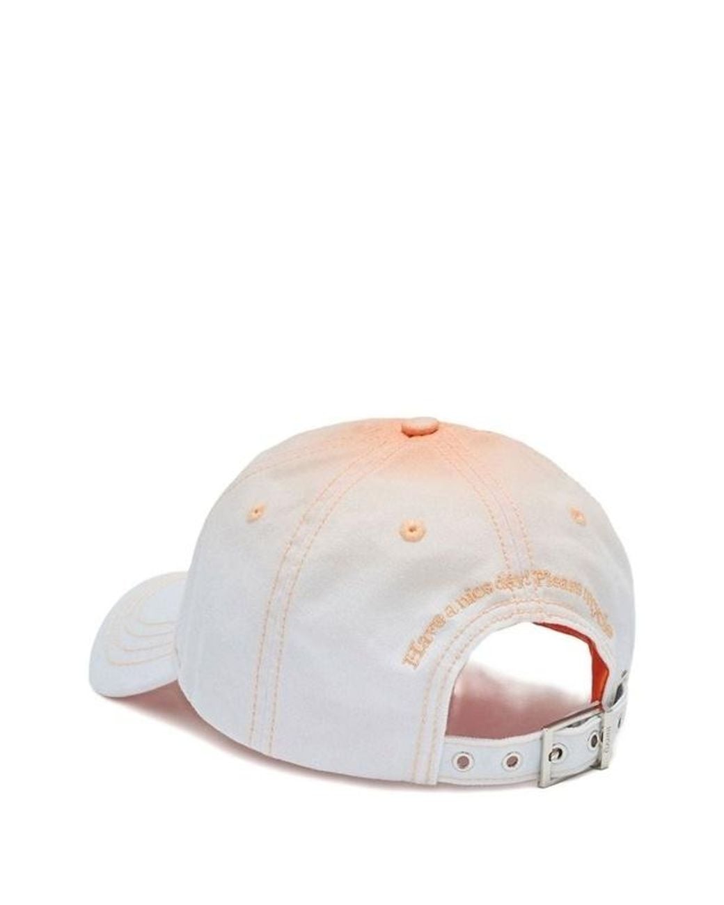 Ganni White Logo Embroidered Curved Peak Hat