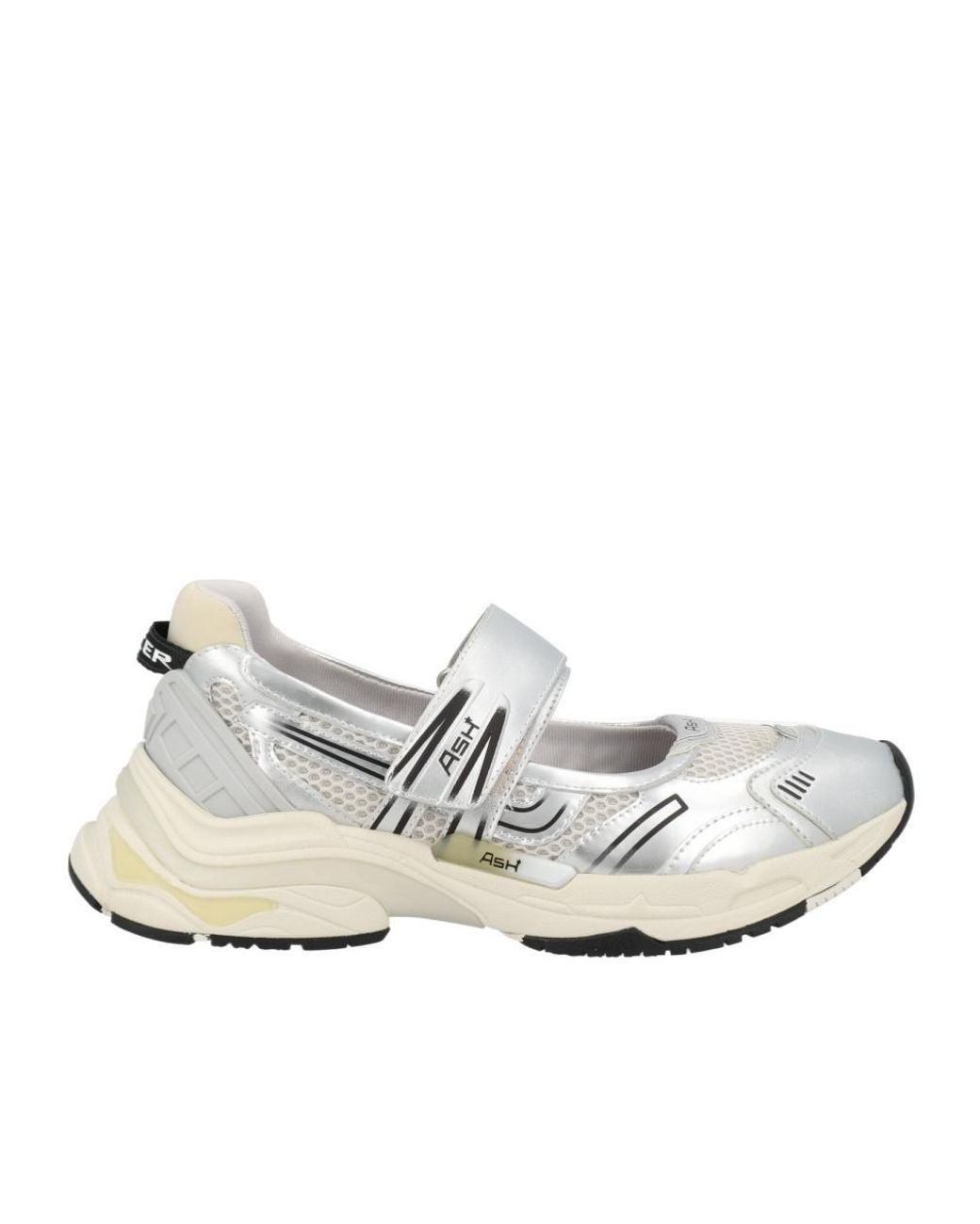 Ash White Touch-Strap Mesh-Panel Slip-Ons
