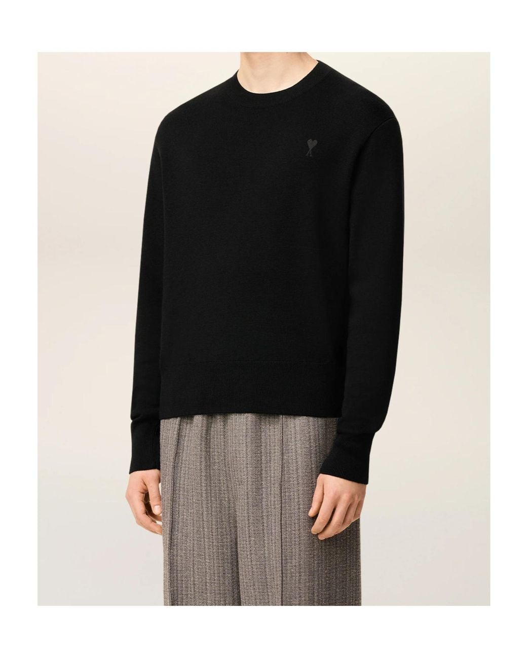 AMI Blue Ami Ami De Coeur Crewneck Knitted Sweater for men