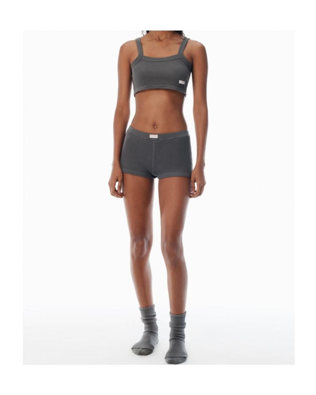 Alexander Wang Gray Waffle-Knit Cami Tank