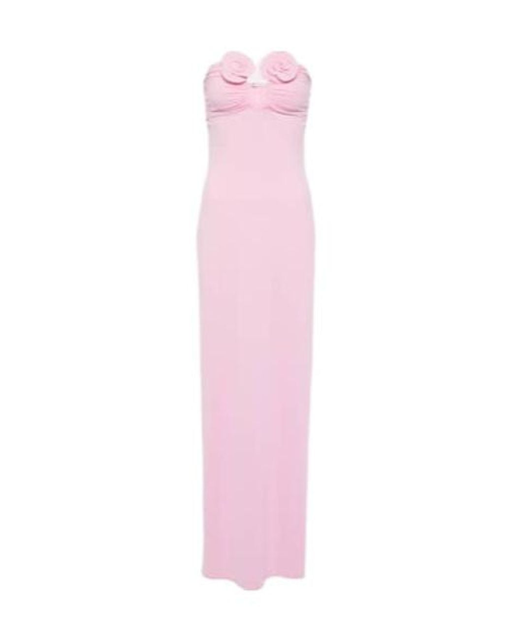 Magda Butrym Pink Floral-Appliqué Strapless Maxi Dress