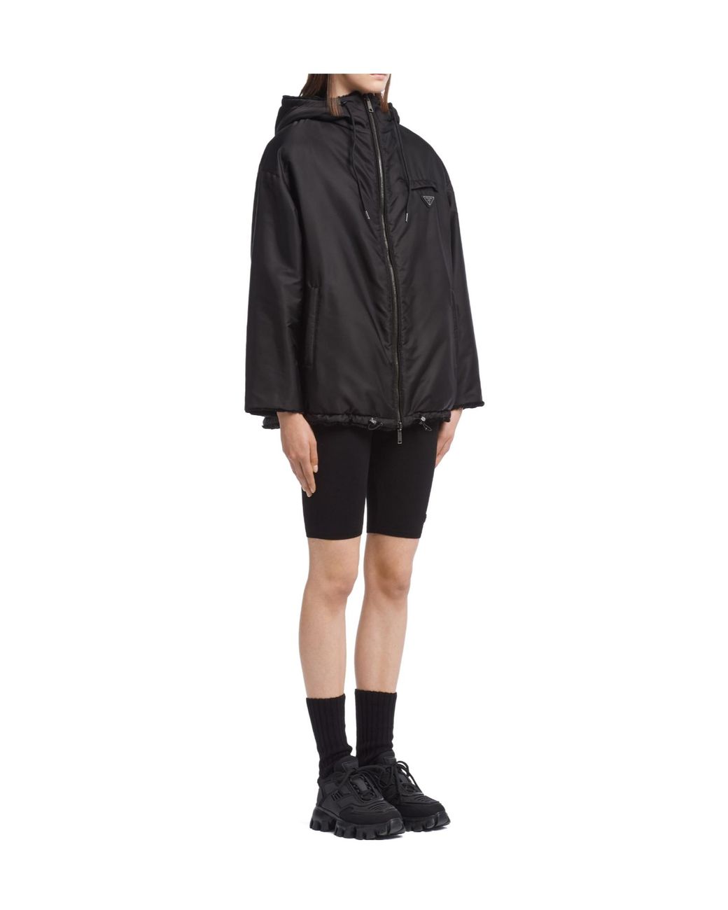 Prada Black Reversible Gabardine And Shearling Jacket
