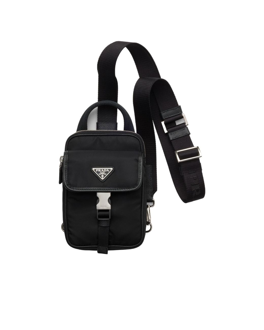 Prada Black Re-Nylon And Saffiano Leather Smartphone Case for men