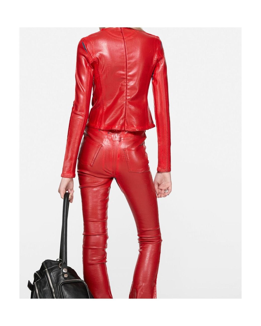 Acne Red Long-Sleeve Zipped Top