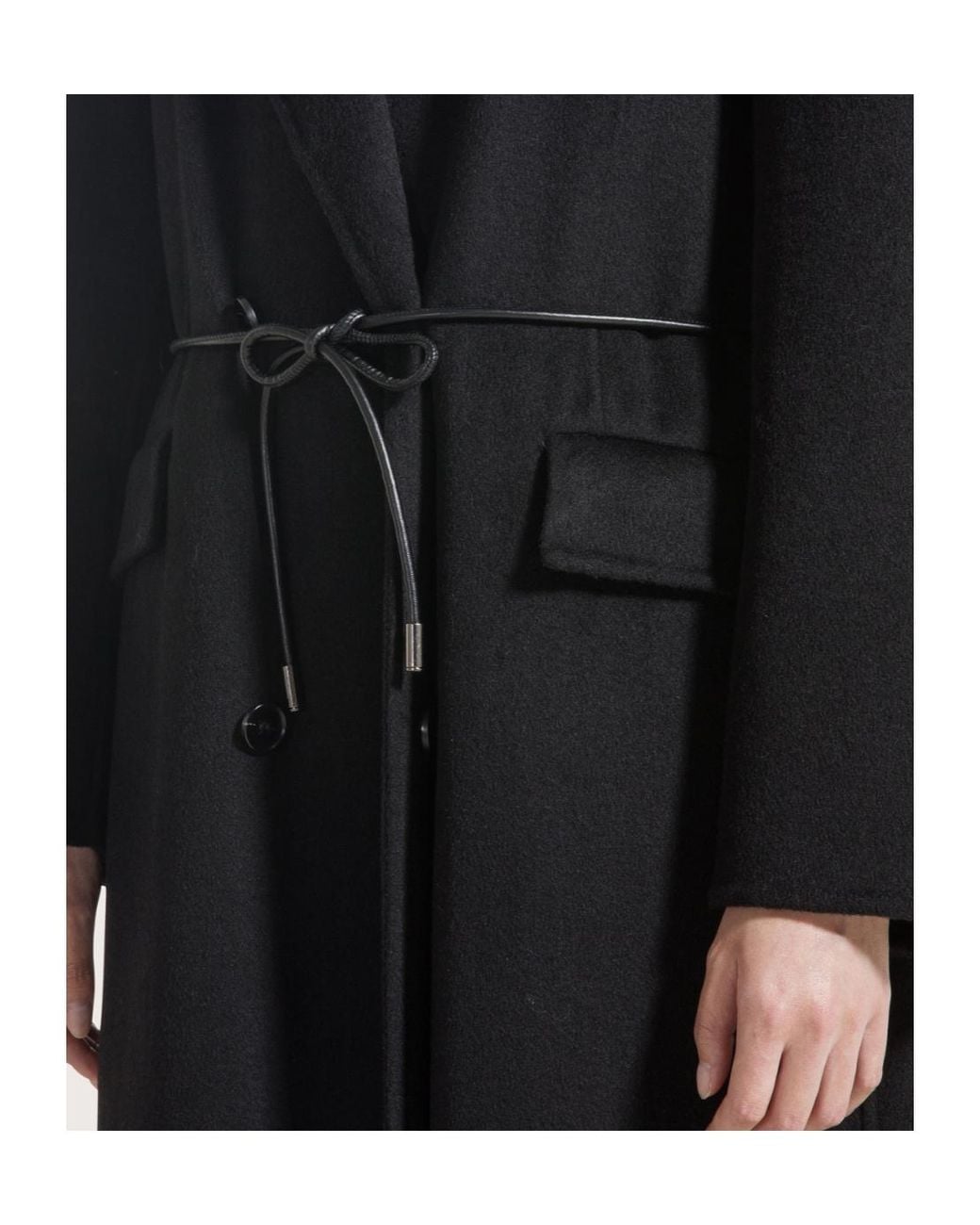 Seventy Black Double-Breasted Belted Coat