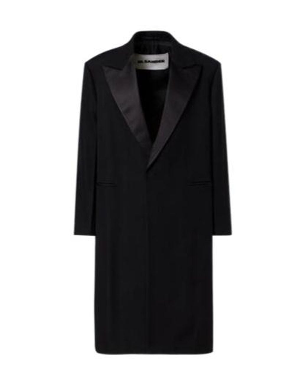 Jil Sander Black Silk-Trimmed Wool Coat for men