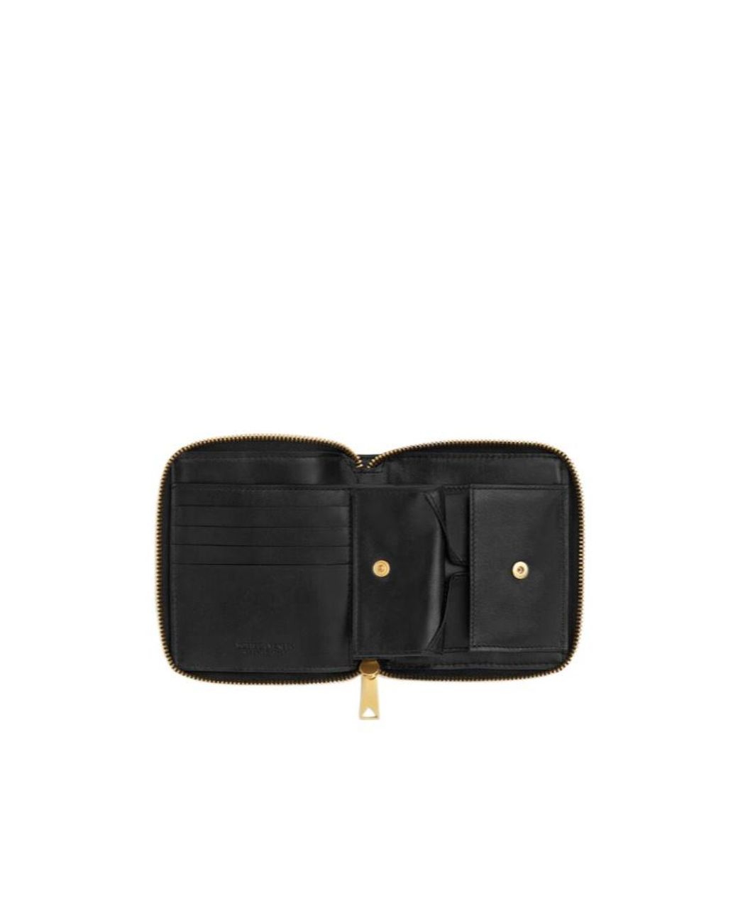 Bottega Veneta Black Small Cassette Compact Zip Around Wallet