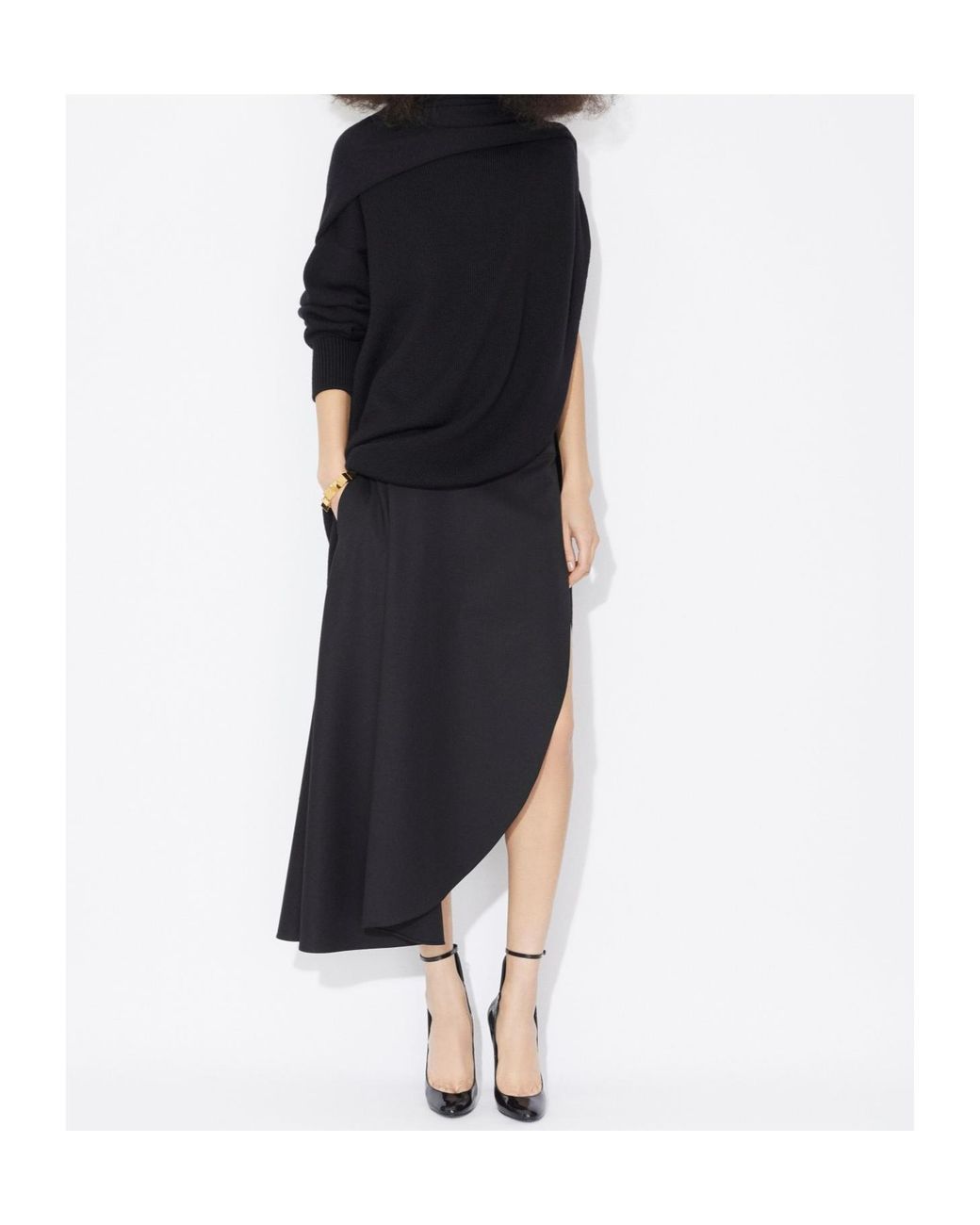 Alaïa Blue Alaïa Knitted Asymmetrical Cape Jumper