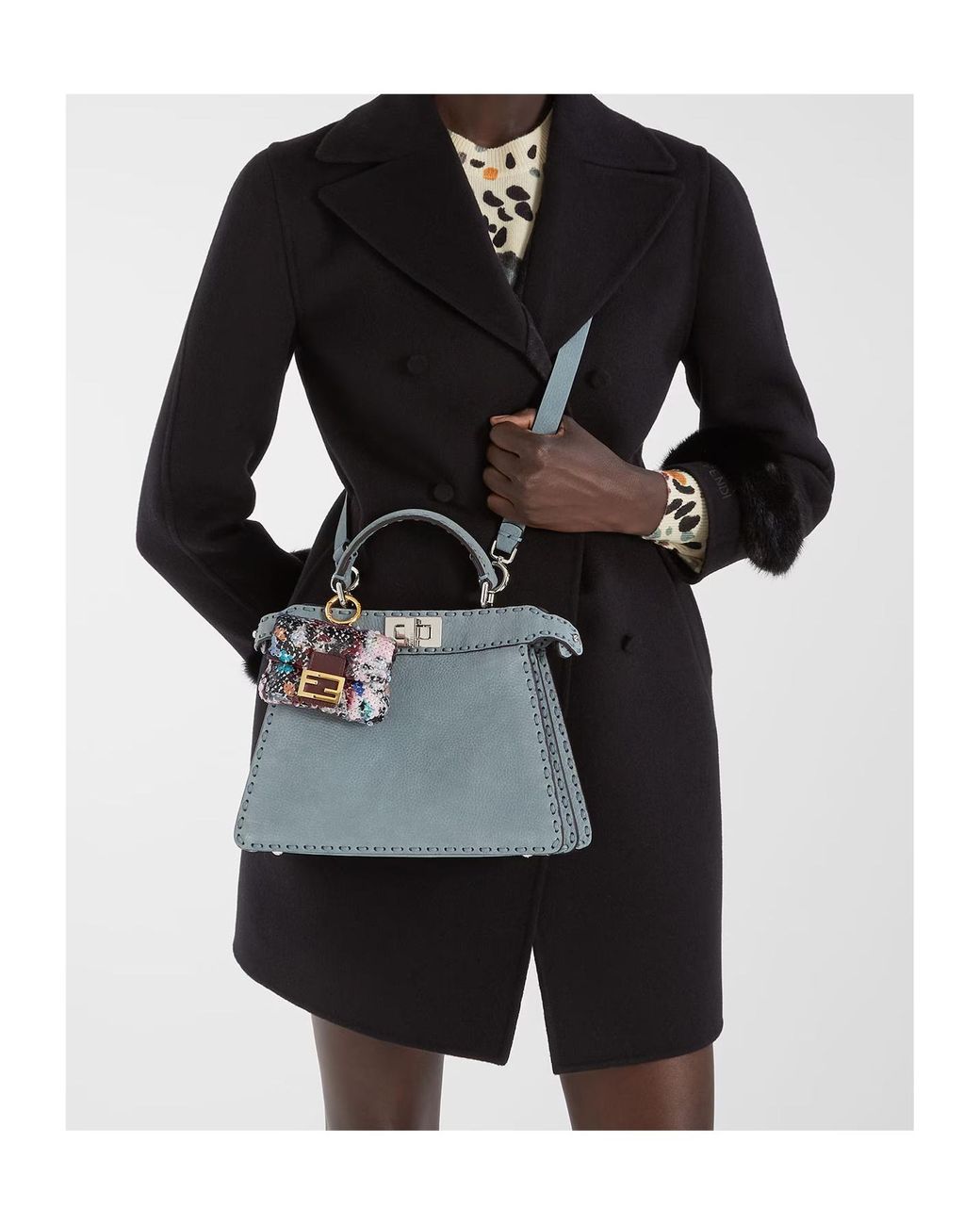 Fendi Blue Peekaboo Iseeu Small Top Handle Bag