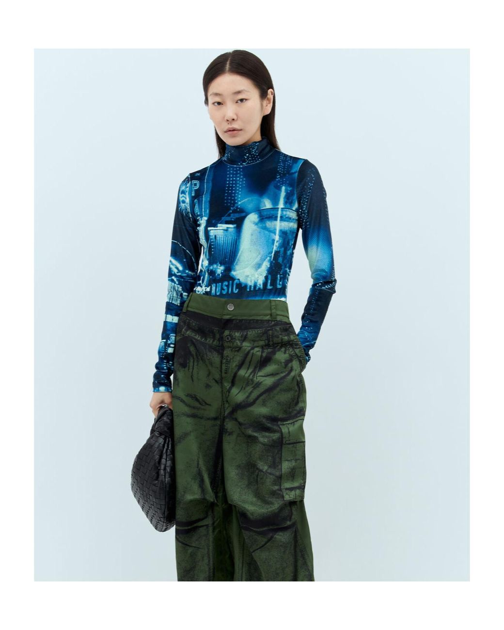 Jean Paul Gaultier Blue Pigalle Printed Velvet Bodysuit