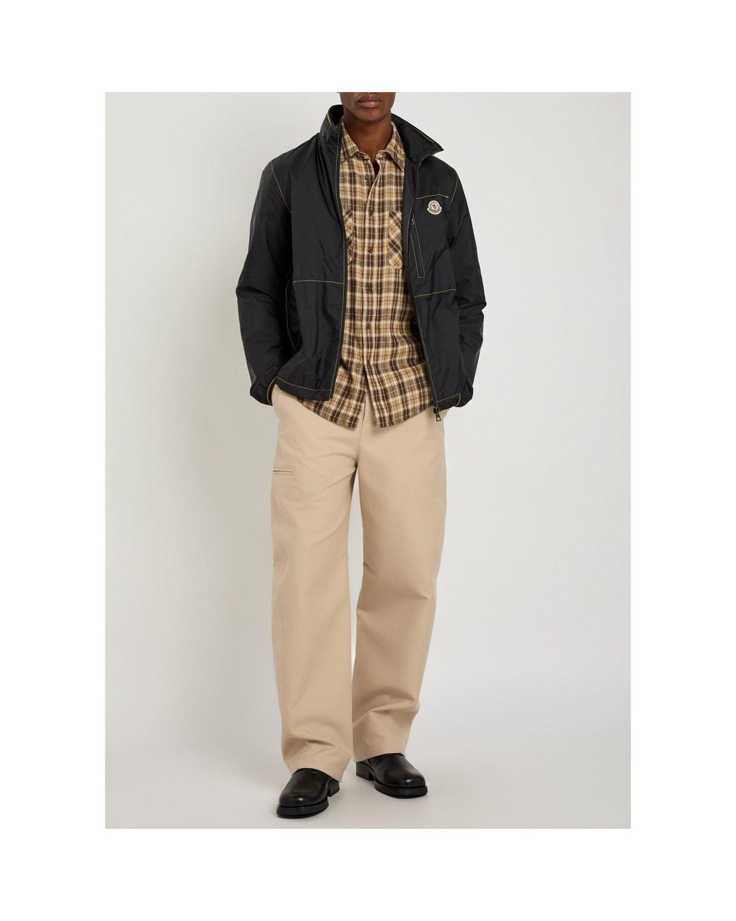 Moncler Black Stand-Collar Nylon Jacket for men