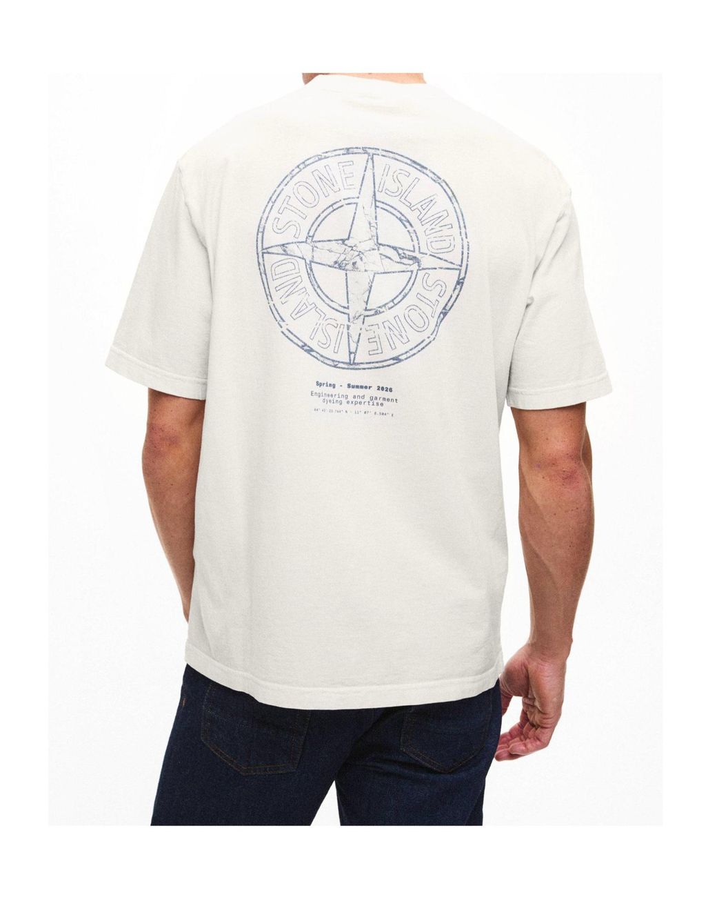 Stone Island White Logo Short-Sleeved T-Shirt for men
