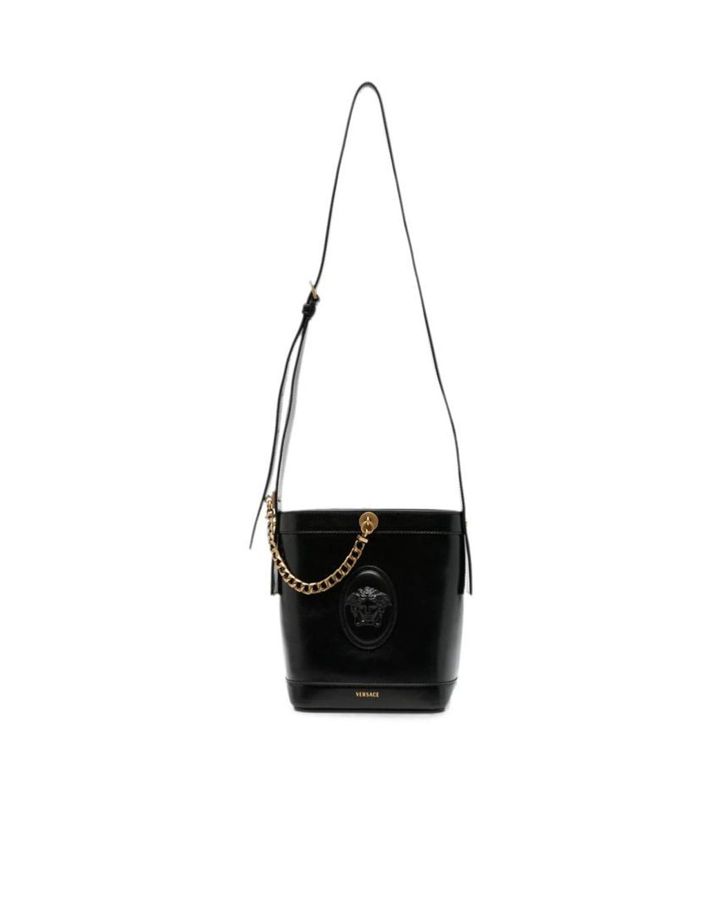 Versace White Pivot Mini Bucket Bag