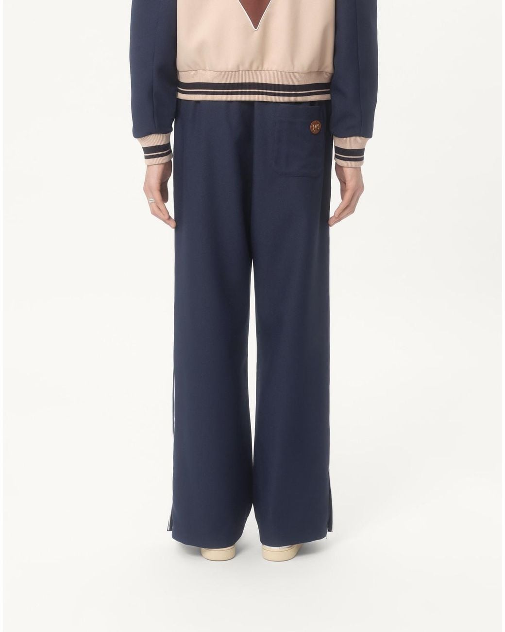 Valentino Blue Nylon Trousers With Vlogo Patch for men