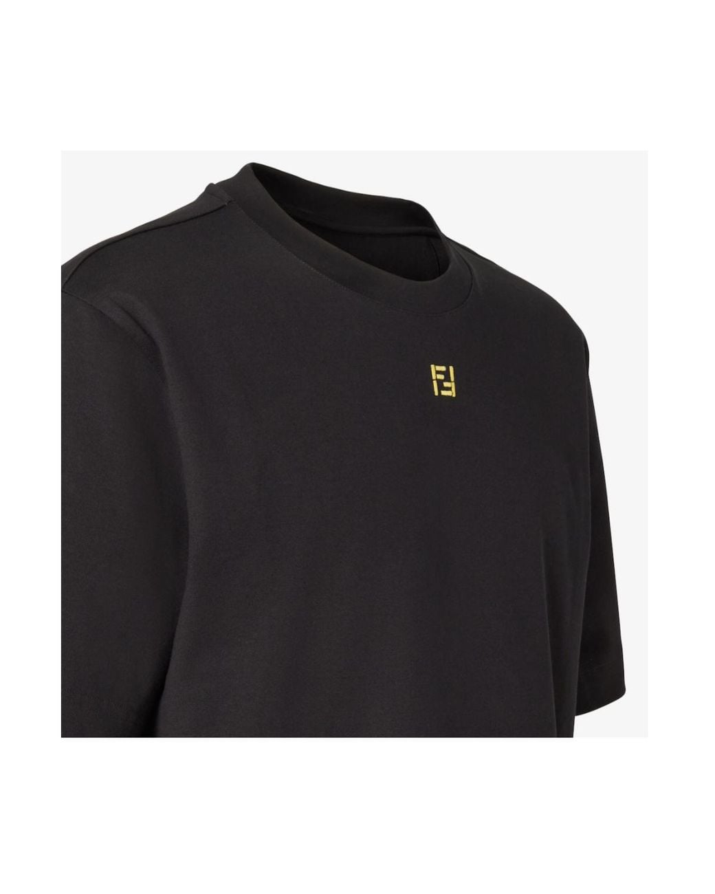 Fendi Black Ff Embroidered Crewneck T-Shirt for men