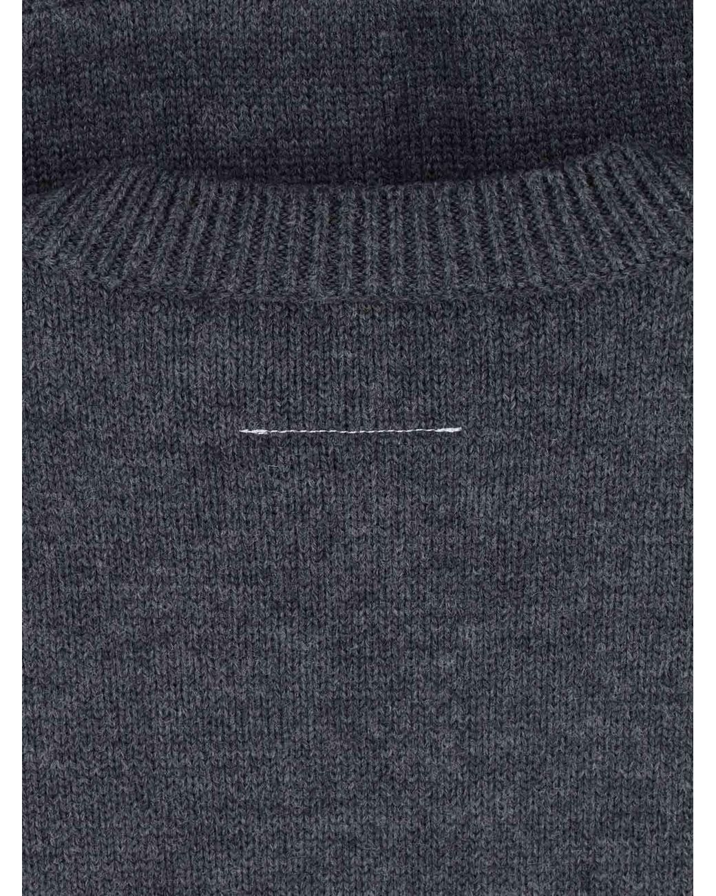 MM6 by Maison Margiela Gray Varsity Knitted Sweater for men