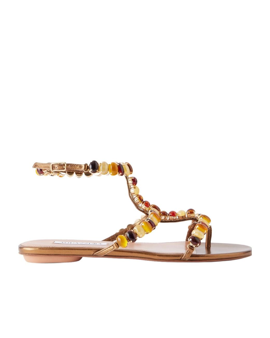 Aquazzura Brown Embellished Leather Sandals