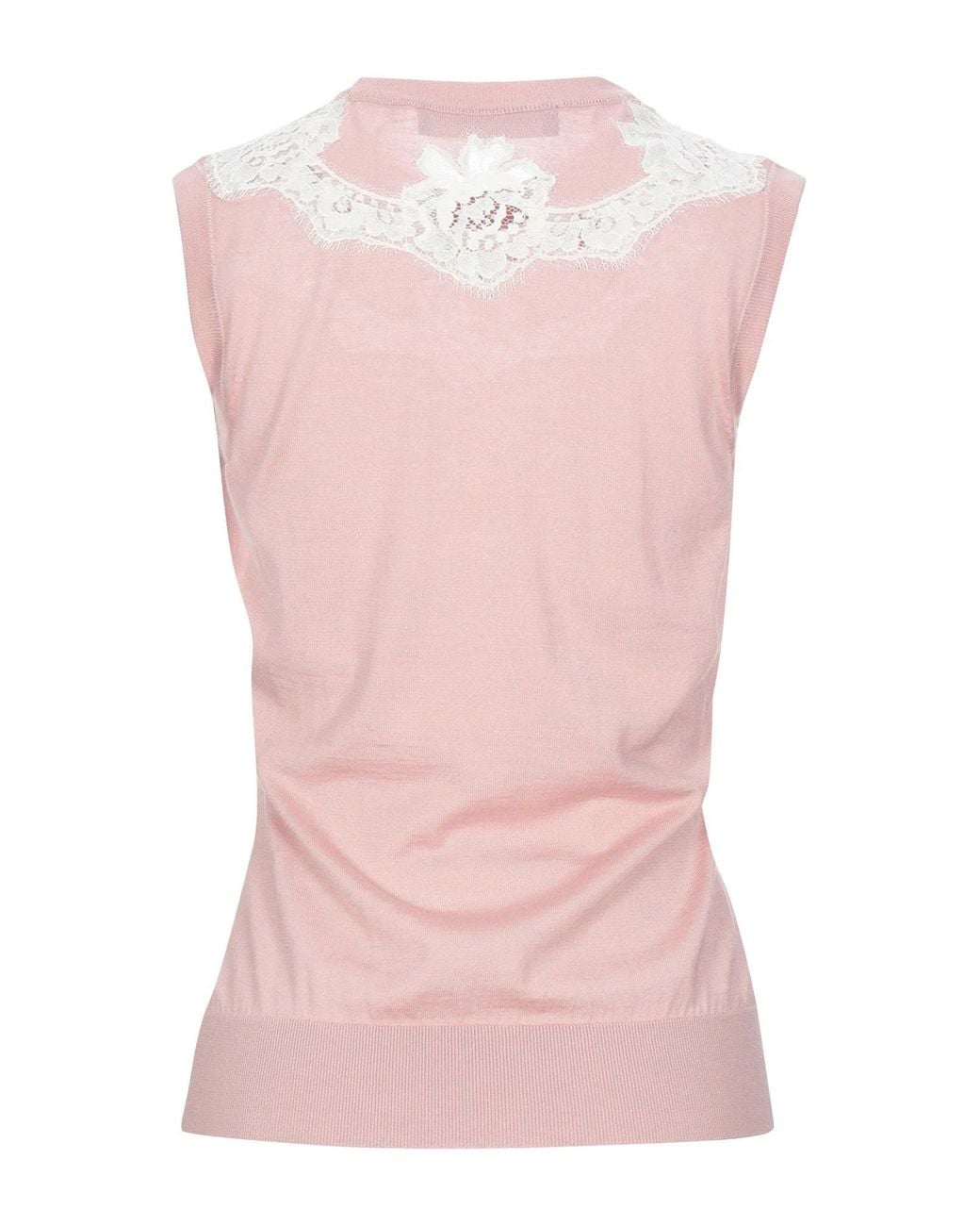 Dolce & Gabbana Pink Two-Tone Lace Knit Sleeveless Top
