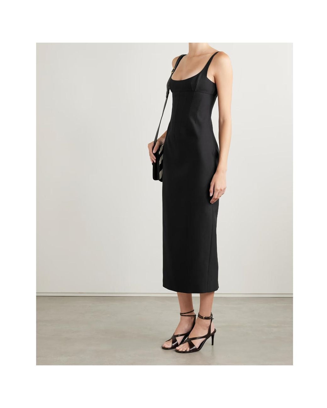Khaite Black Lotte Wool And Silk-Blend Midi Dress