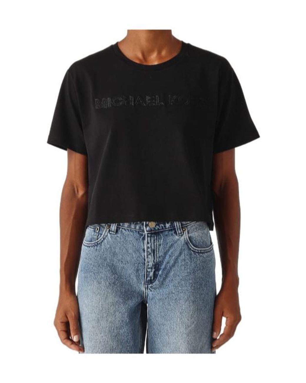 Michael Kors Black Logo-Embroidered T-Shirt