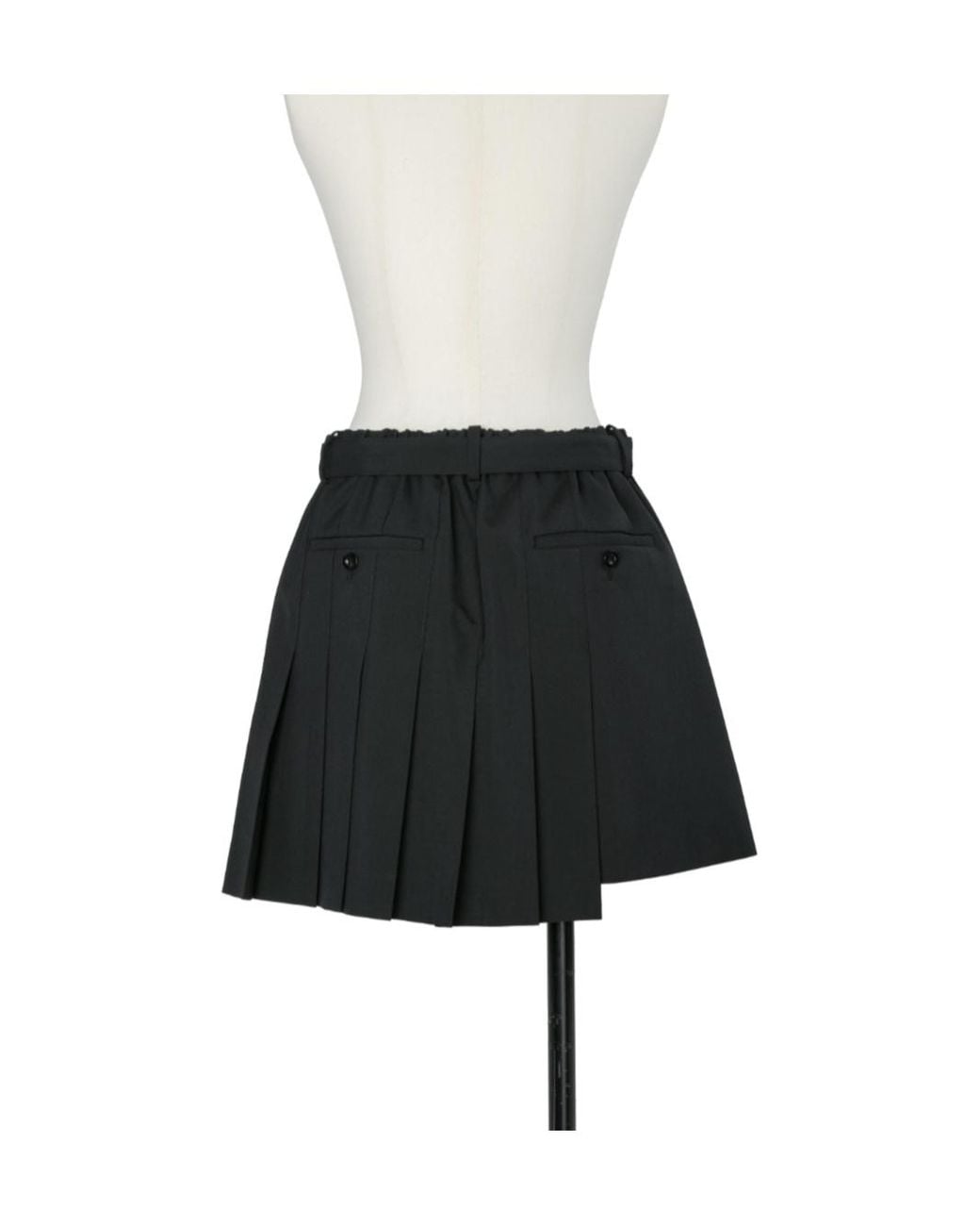 Sacai Black Belted Pleated Shorts