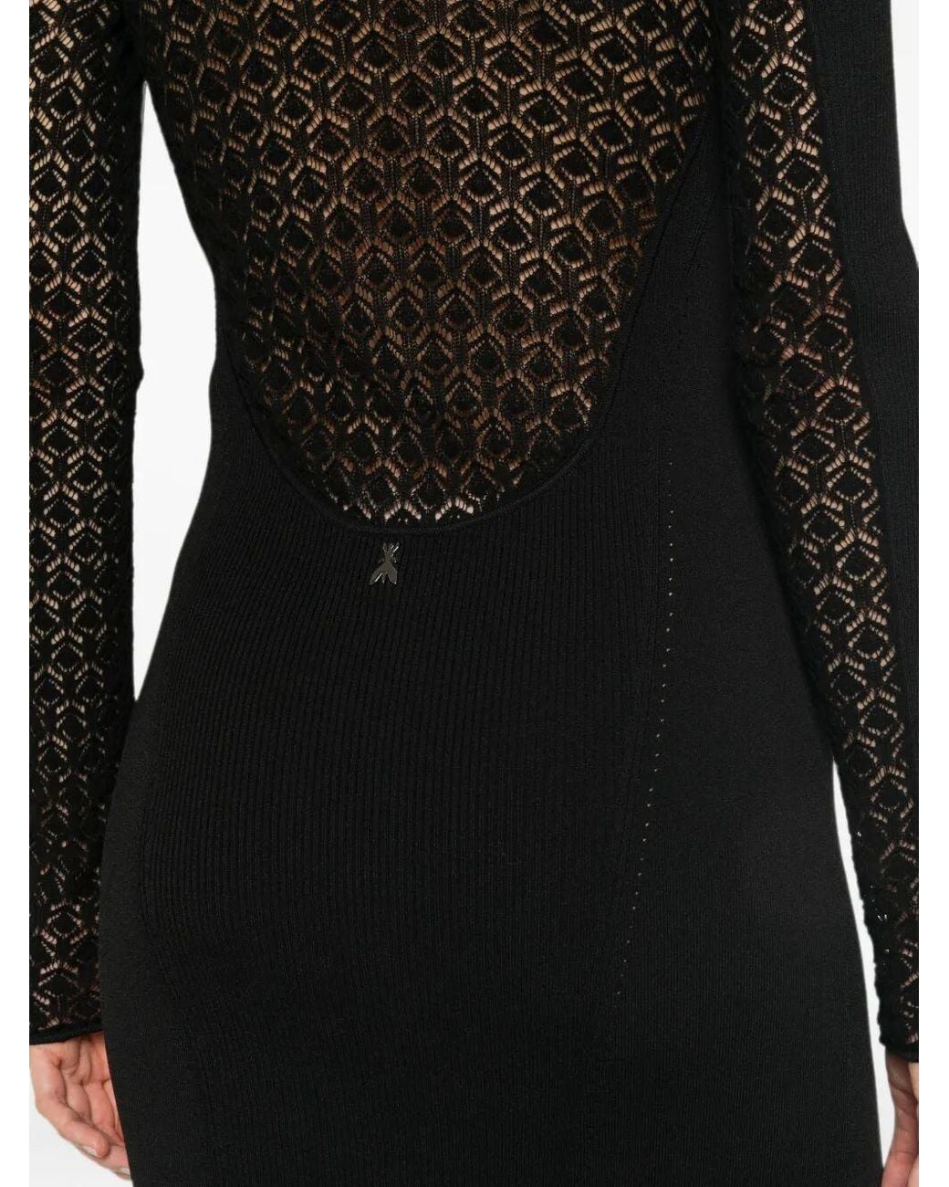 Patrizia Pepe Black Lace Panel Midi Dress